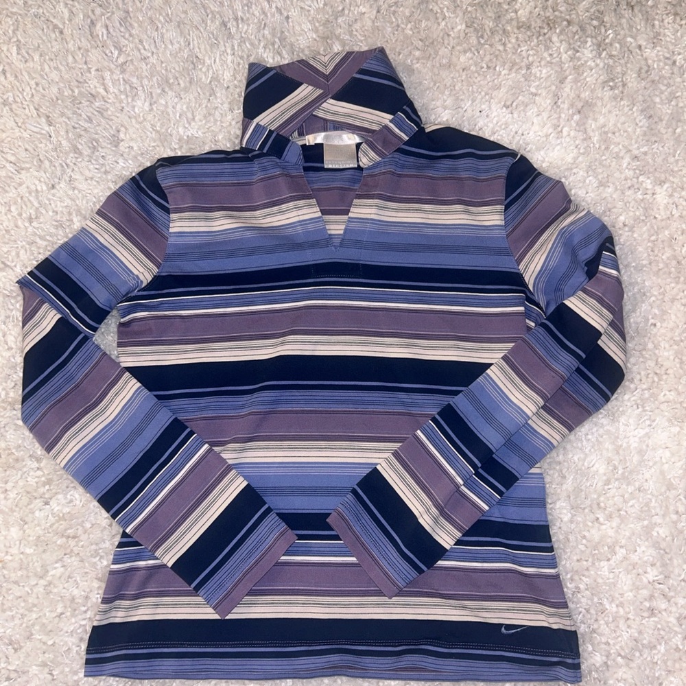 Striped Hooded Long Sleeve Pullover - Lavender, Navy, Cream